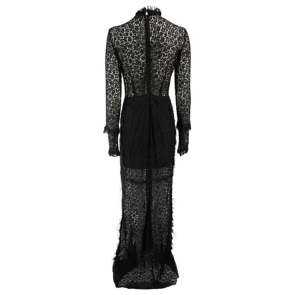 Alessandra Rich Lace Zipper Front Closure Black Gown - Picture 5 of 12